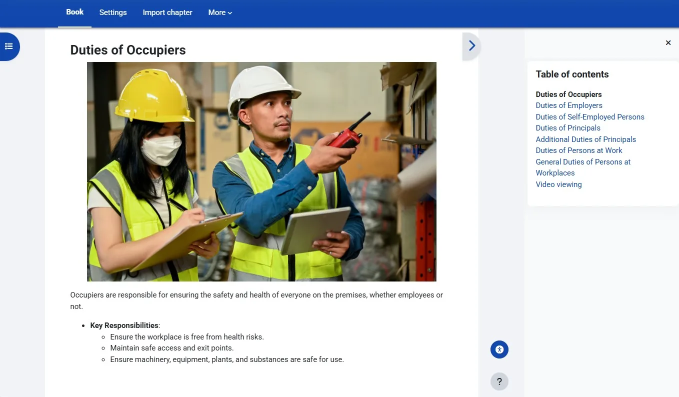 Interactive course book content