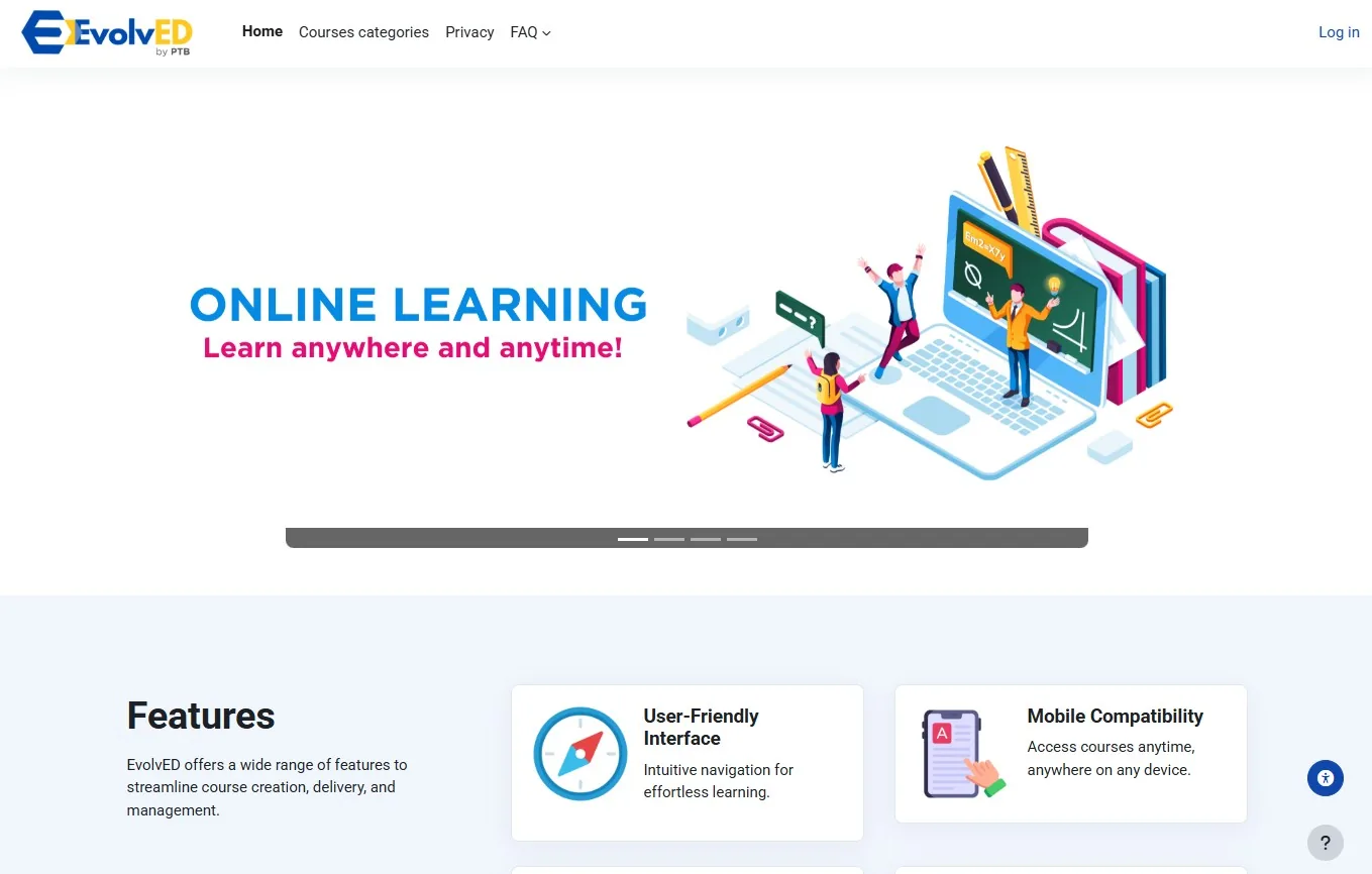 EvolvED public landing page